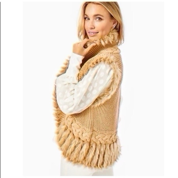 Lilly Pulitzer Torini Sequin Vest Heathered Latte Metallic - Picture 5 of 14